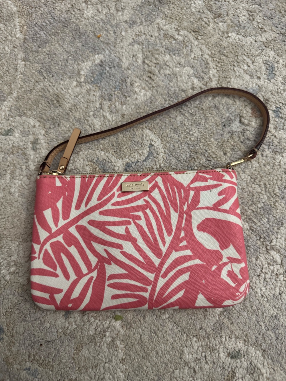 kate spade Pink and White Palm Wristlet